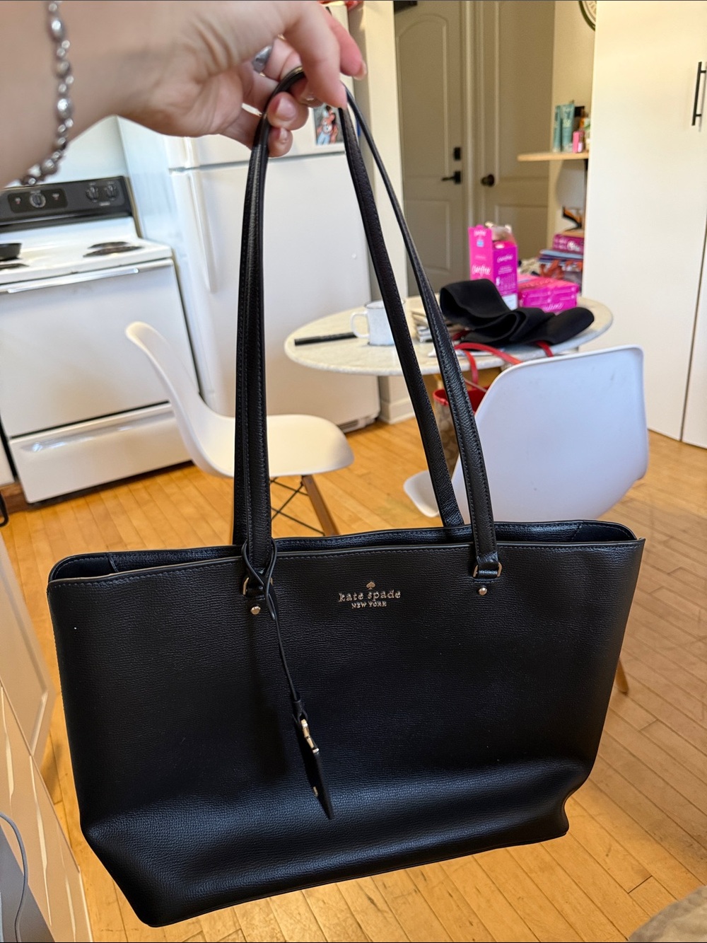 kate spade Black Leather Double-Handle Tote
